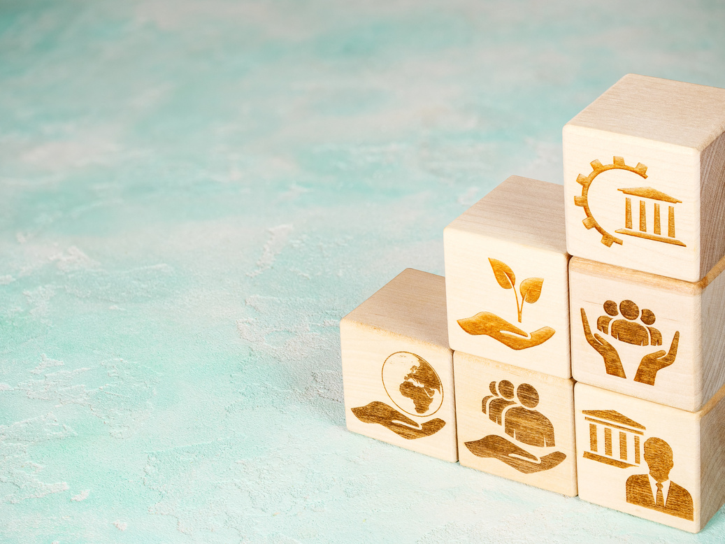 ESG symbols as a concept of business, governance and environmental conservation